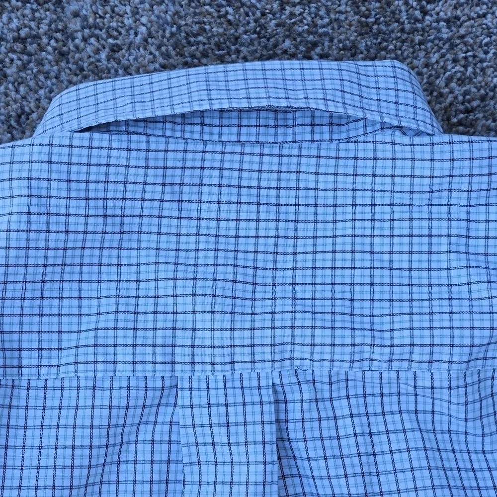 J Crew 80s 2 Ply Cotton LS Button Down Blue White Plaid Shirt Mens Large 16-16.5